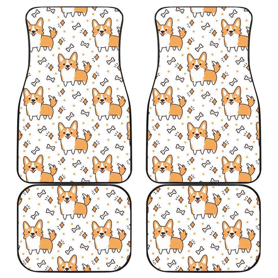 Cute Corgi Heart Star Bone Pattern Front And Back Car Mats