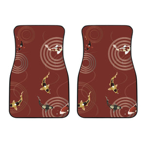 Koi Fish Carp Fish Red Background Front Car Mats
