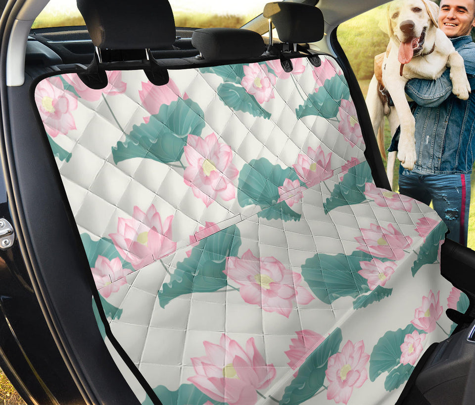 Pink Lotus Waterlily Leaves Pattern Dog Car Seat Covers