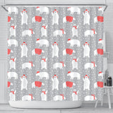 Cute Polar Bear Christmas Snow Pattern Shower Curtain Fulfilled In US