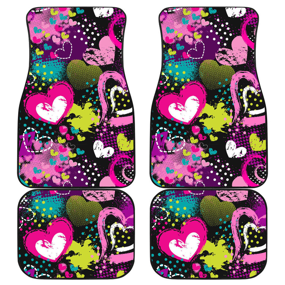 Heart Dot Wave Star Creative Design Pattern Front And Back Car Mats
