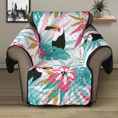 Toucan tropical flower leave pattern Recliner Cover Protector