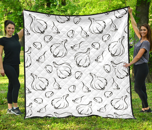 Garlic Pattern Black White Premium Quilt