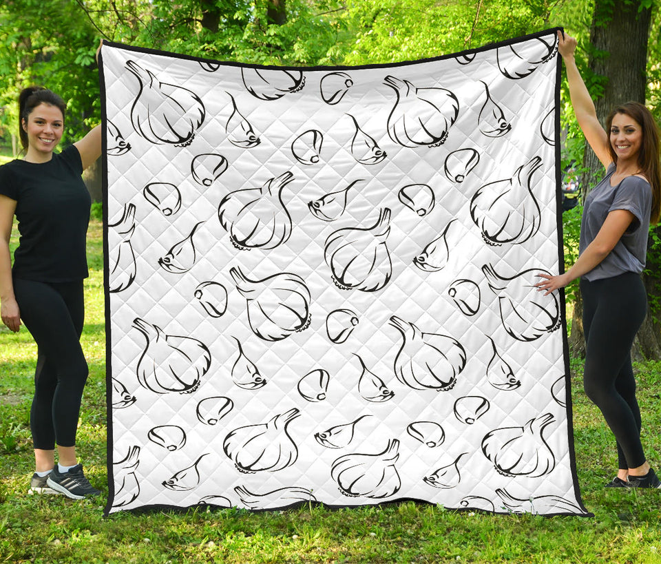 Garlic Pattern Black White Premium Quilt