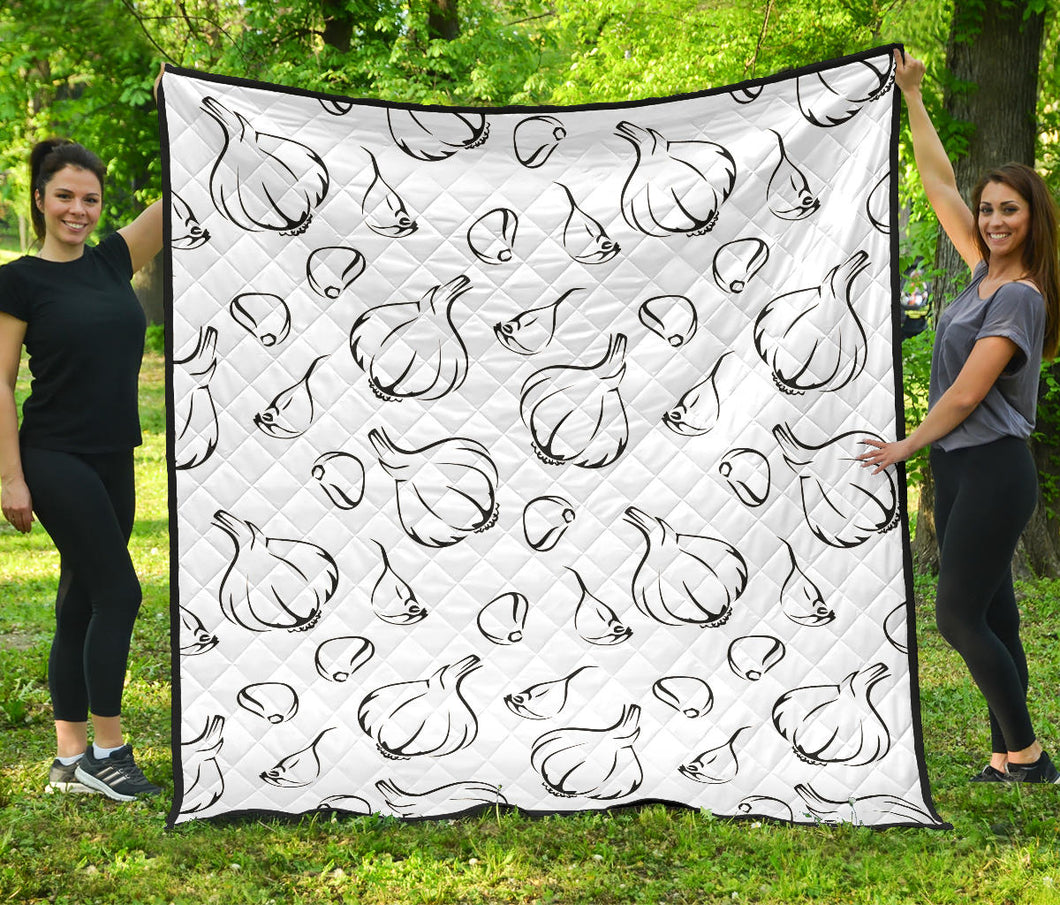 Garlic Pattern Black White Premium Quilt
