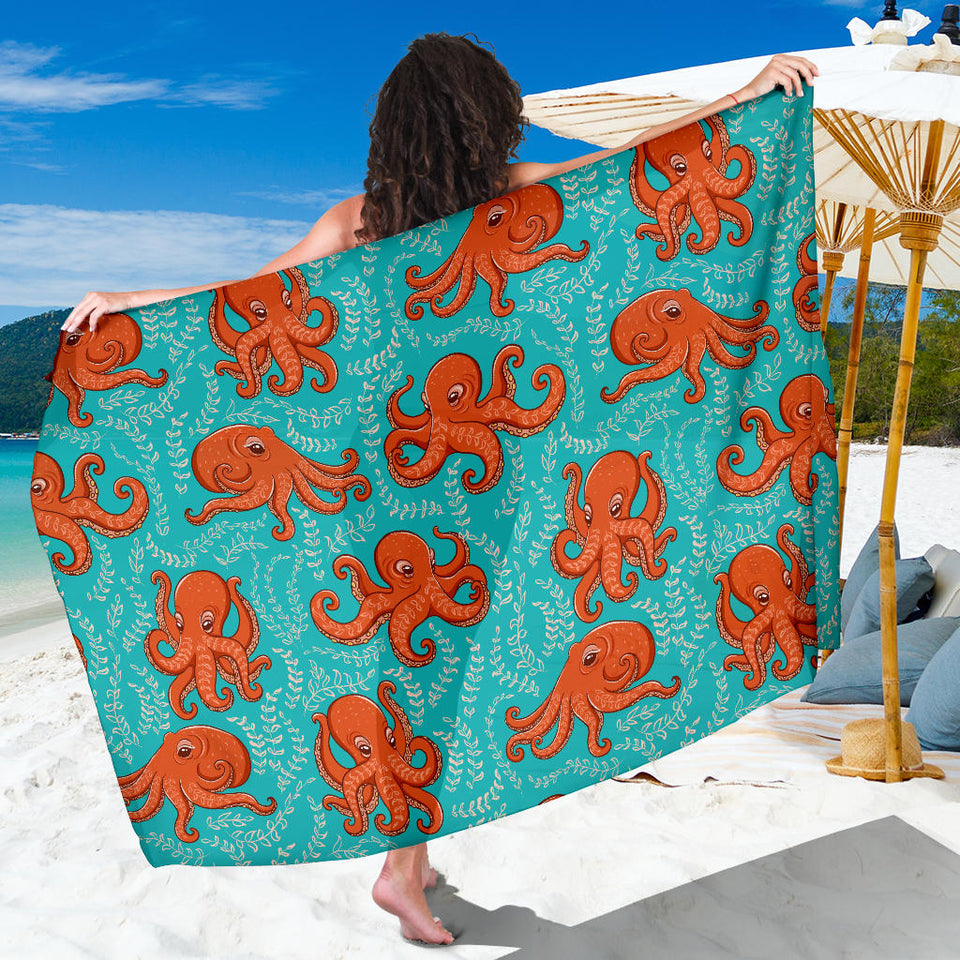 Octopus Turquoise Background Sarong