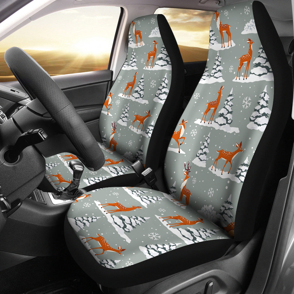 Beautiful Deers Winter Christmas Universal Fit Car Seat Covers