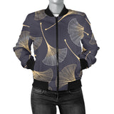 Gold Ginkgo Leaves Women'S Bomber Jacket