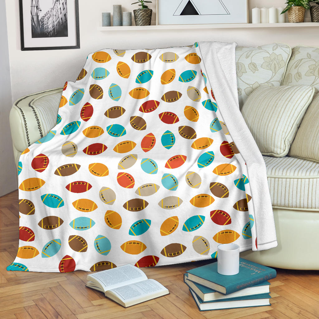 Colorful American Football Ball Pattern Premium Blanket