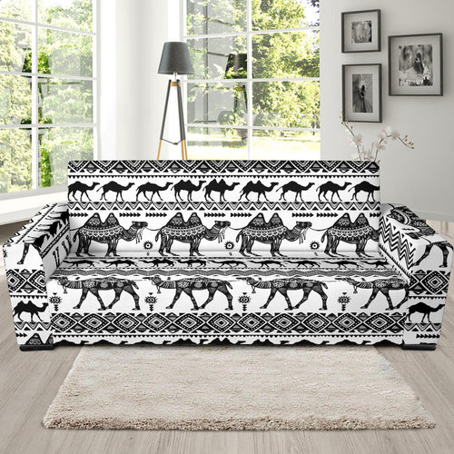 Camel Polynesian Tribal Pattern Sofa Slipcover