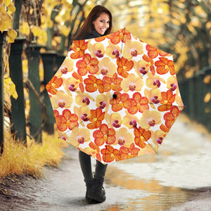 Orange Yellow Orchid Flower Pattern Background Umbrella