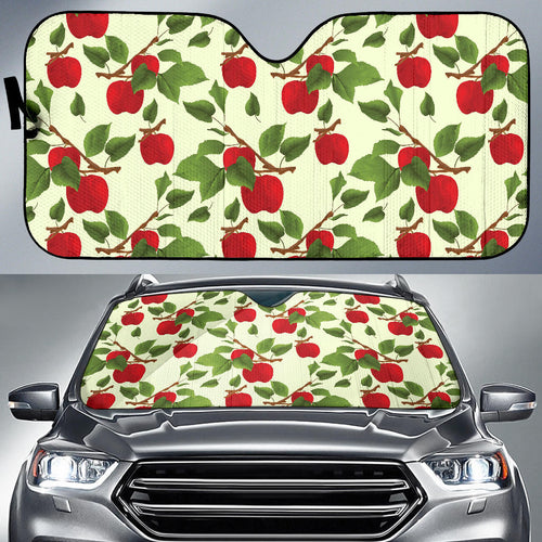 Red Apples Leaves Pattern Car Sun Shade