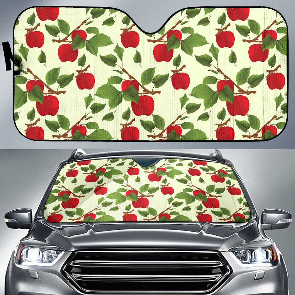 Red Apples Leaves Pattern Car Sun Shade