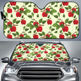 Red Apples Leaves Pattern Car Sun Shade
