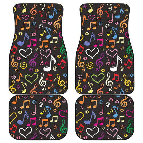 Music Notes Pattern Print Design 02 Front and Back Car Mats