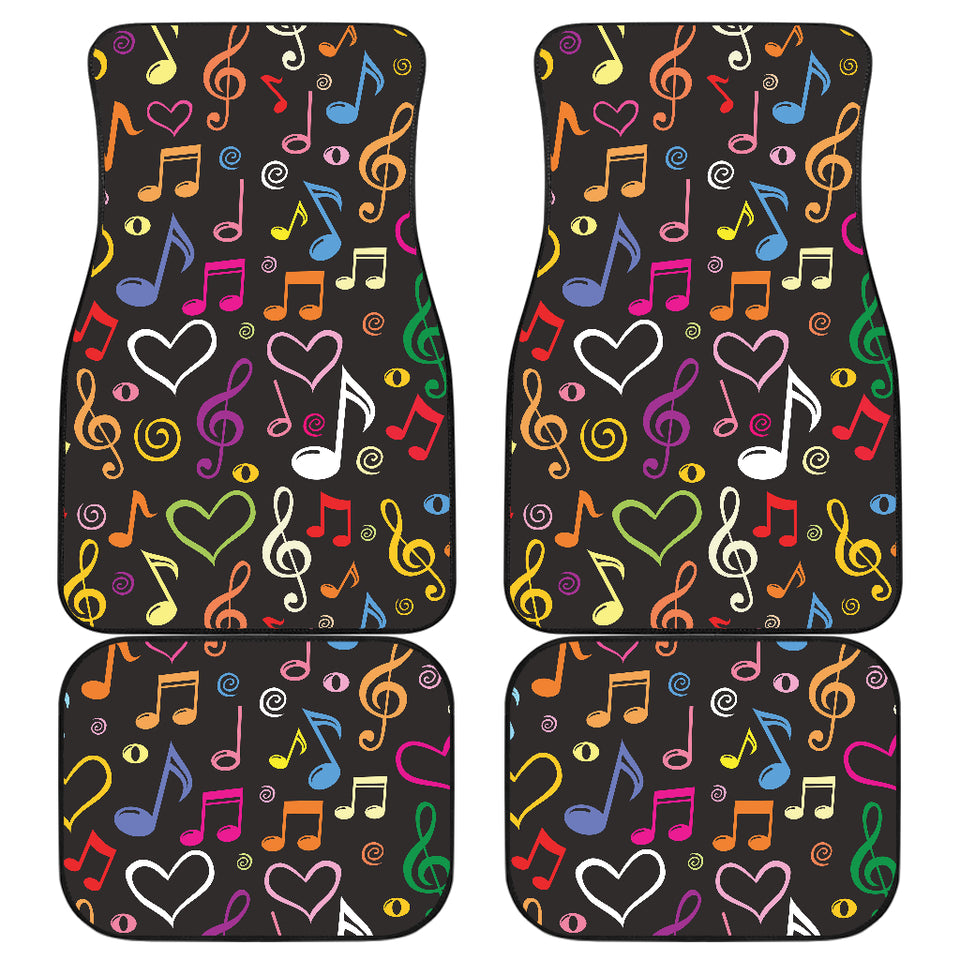 Music Notes Pattern Print Design 02 Front and Back Car Mats
