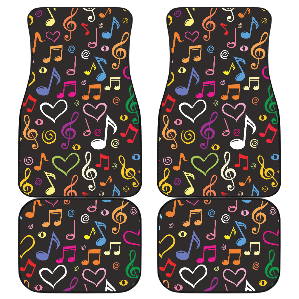 Music Notes Pattern Print Design 02 Front and Back Car Mats