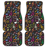 Music Notes Pattern Print Design 02 Front and Back Car Mats