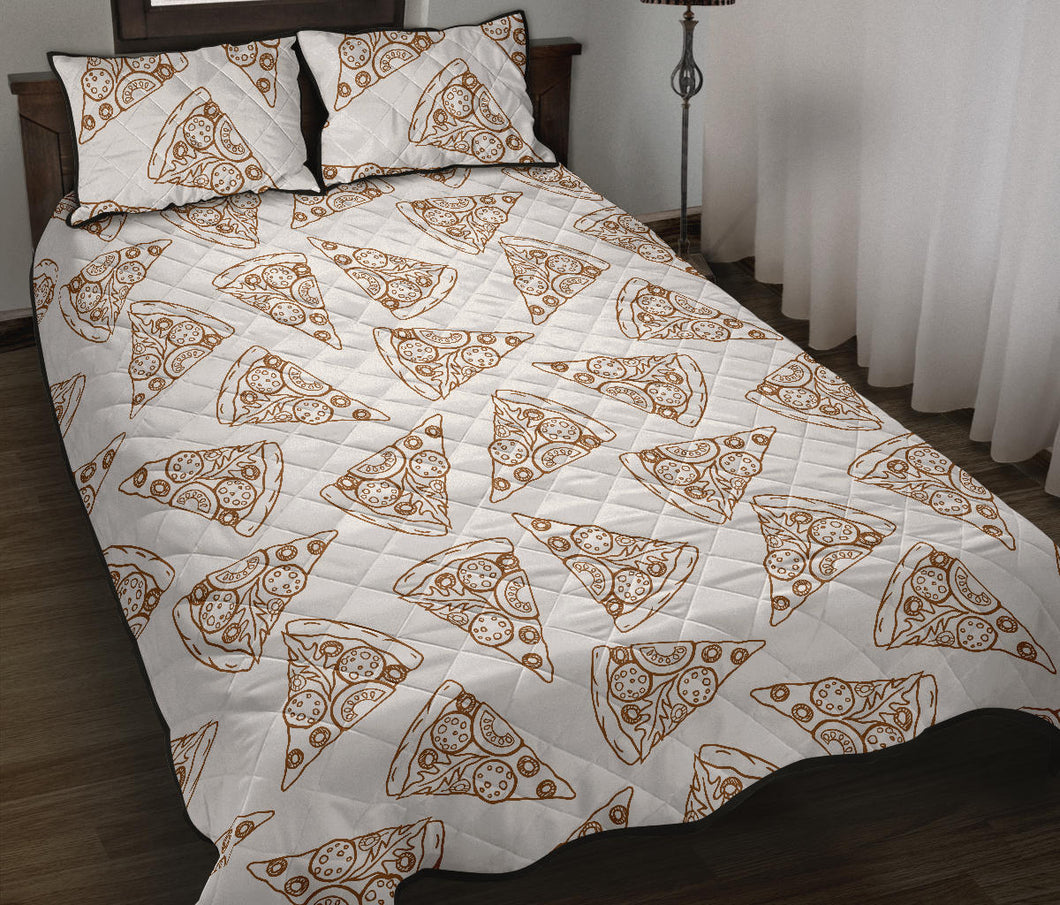 Hand drawn pizza pattern Quilt Bed Set