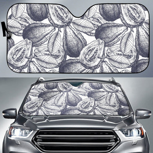 Guava Tropical Hand Drawn Pattern Car Sun Shade