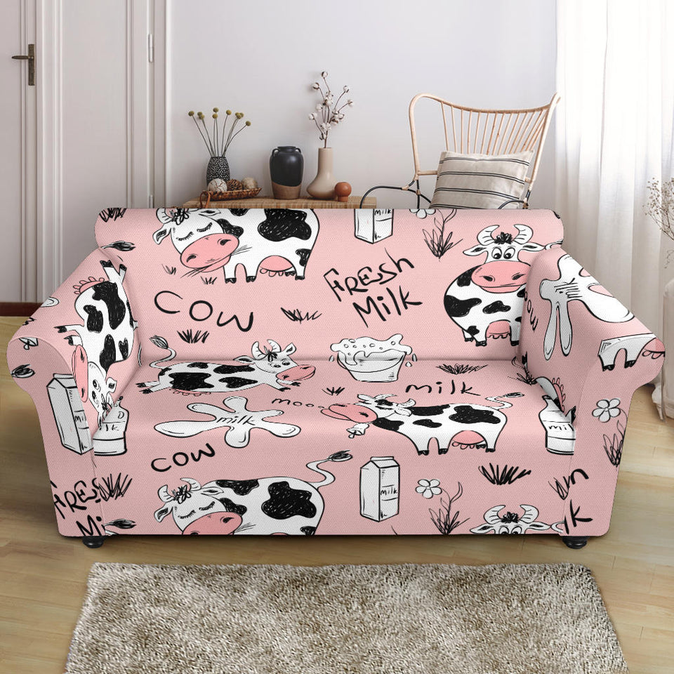 Cows Milk Product Pink Background Loveseat Couch Slipcover