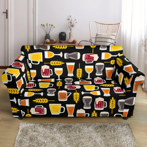 Beer Type Pattern Loveseat Couch Slipcover