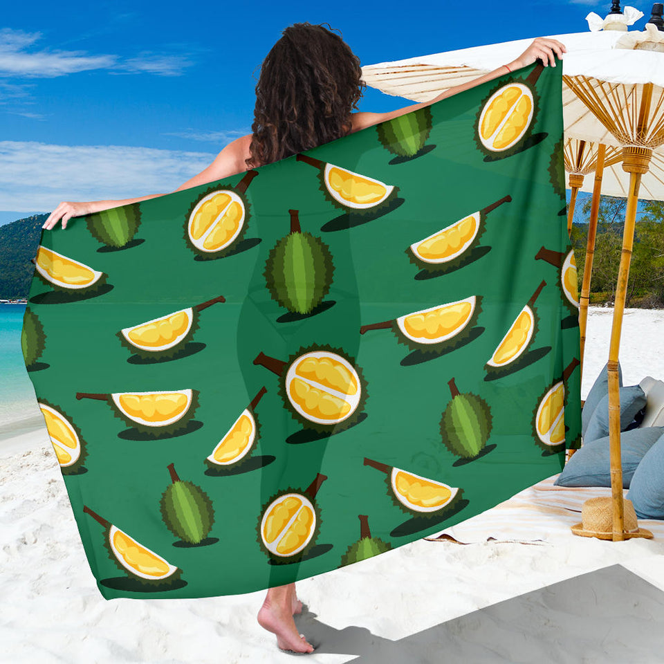 Durian Pattern Green Background Sarong