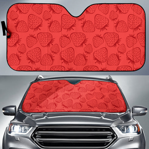 Strawberry Pattern Red Background Car Sun Shade
