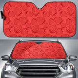 Strawberry Pattern Red Background Car Sun Shade