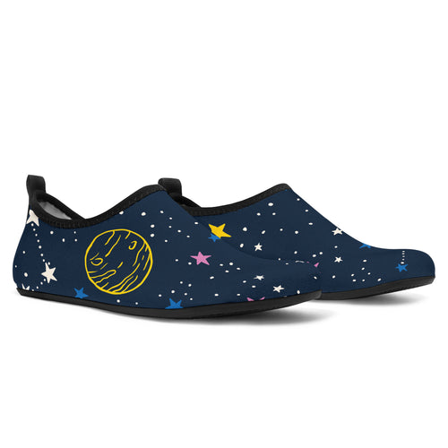 Space Pattern With Planets, Comets, Constellations And Stars Aqua Shoes