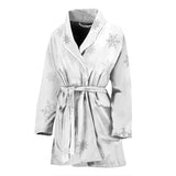 Snowflake Pattern White Background Women'S Bathrobe