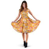 Camper Van Pattern Print Design 04 Sleeveless Midi Dress