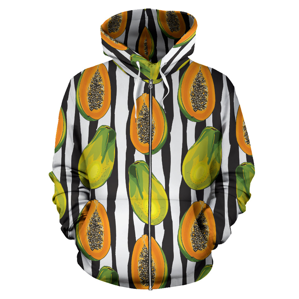 Papaya Design Pattern Zip Up Hoodie