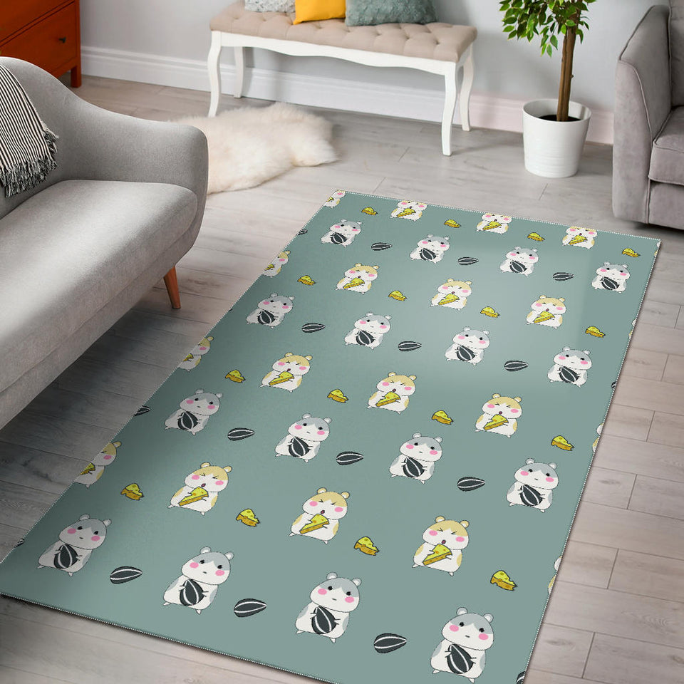 Cute Hamster Cheese Pattern Area Rug