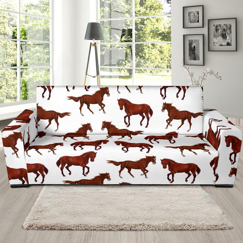 Horses Running Pattern Background Sofa Slipcover