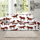 Horses Running Pattern Background Sofa Slipcover