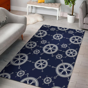 Nautical Steering Wheel Design Pattern Area Rug