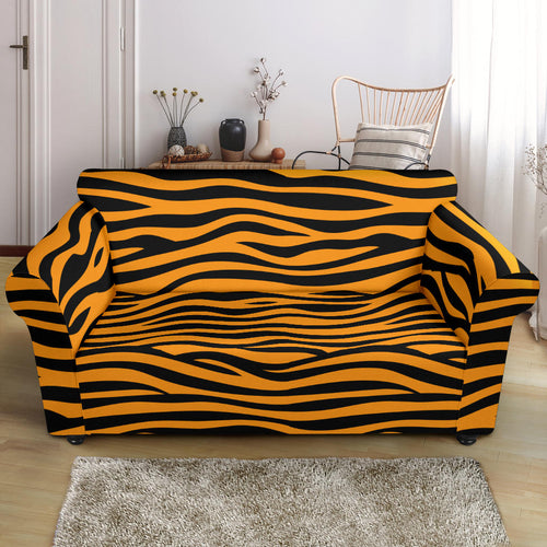 Bengal Tigers Skin Print Pattern Background Loveseat Couch Slipcover