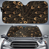 Gold Peacock Feather Pattern Car Sun Shade