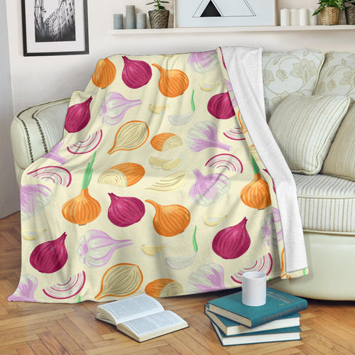Onion Garlic White Red Pattern Premium Blanket