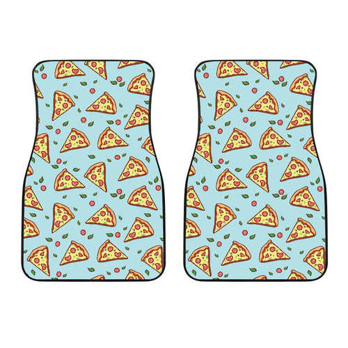 Hand Drawn Pizza Blue Background Front Car Mats