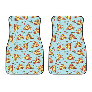 Hand Drawn Pizza Blue Background Front Car Mats