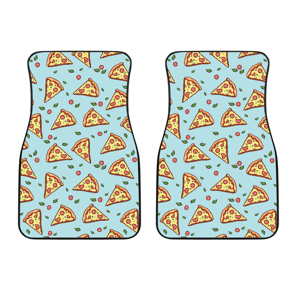 Hand Drawn Pizza Blue Background Front Car Mats
