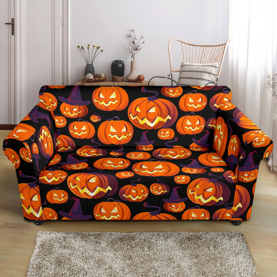 Halloween Pumpkin Pattern Loveseat Couch Slipcover