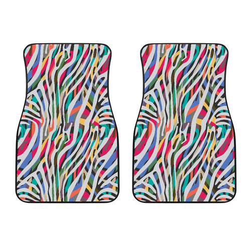 Colorful Zebra Skin Pattern Front Car Mats