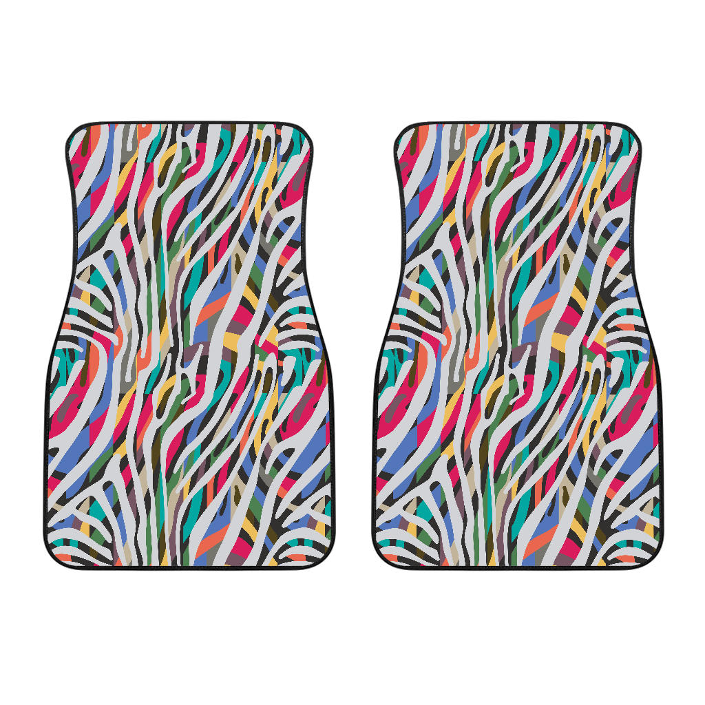 Colorful Zebra Skin Pattern Front Car Mats