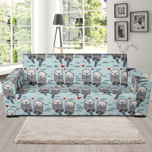 Lovely Sea Otter Pattern Sofa Slipcover