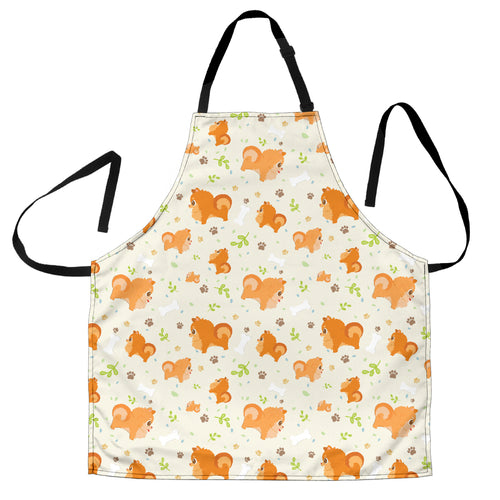 Cute Brown Pomeranian Paw Leave Bone Pattern Adjustable Apron