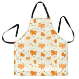 Cute Brown Pomeranian Paw Leave Bone Pattern Adjustable Apron