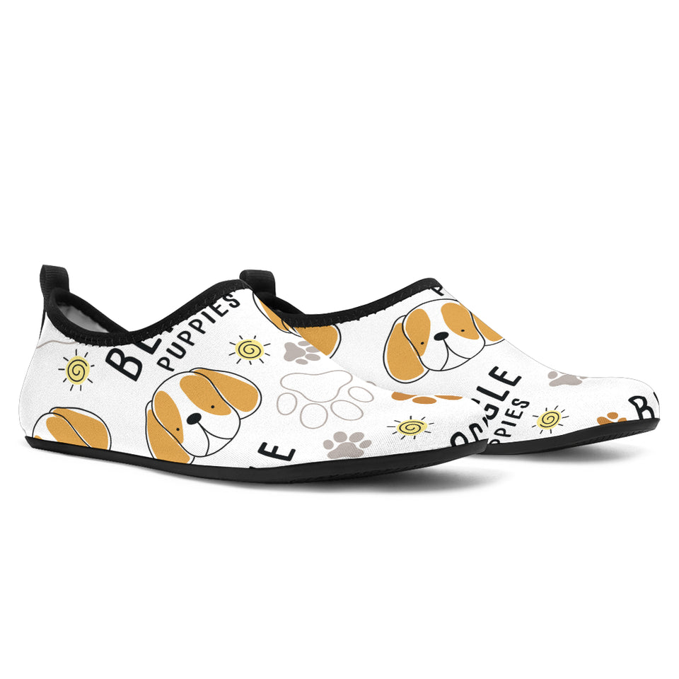 Cute Beagle Dog Pattern Background Aqua Shoes